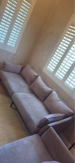 Mid-Century Modern 82" Brown Suede Sofa