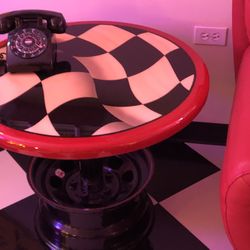 Two Checkered Flagged End Tables