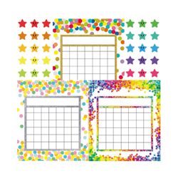 Youngever 81 Pack Classroom Incentive Chart in 3 Designs with 480 Star Stickers (Confetti Design)