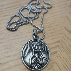 Catholic Saint Virgin Mary Prayer Our Lady Of Guadalupe Pendant Necklace 25"