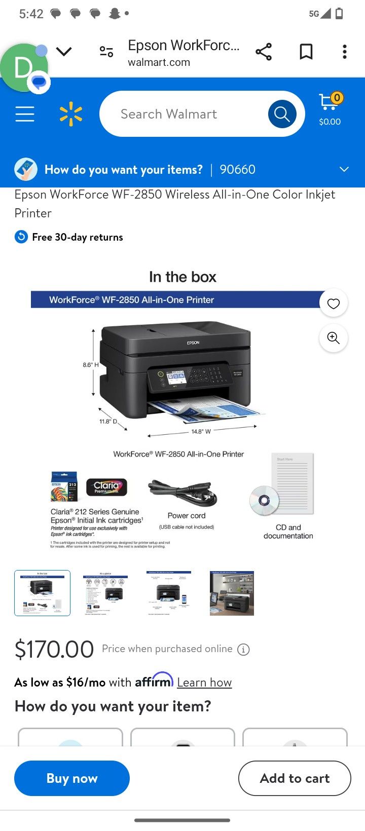 Epson Workforce Wf-2850 Printer