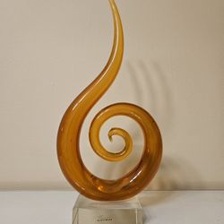 Vintage Murano Italy Amber Art Glass Twisted Sculptural Figurine