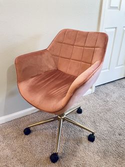 Pink suede store office chair