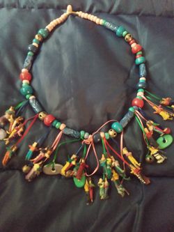 Antique rare handmade worry doll necklace
