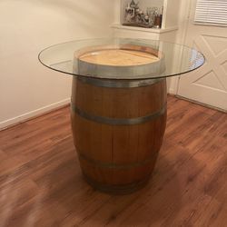 Wine Barrel Table With Glass Top