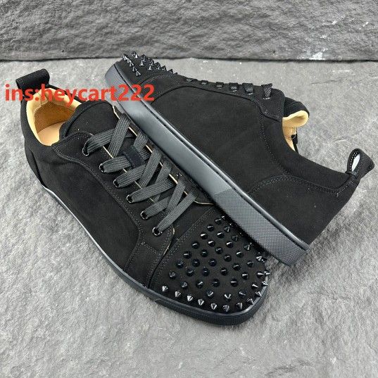 Christian Louboutin Louis Junior Spikes Veau Velours Sneaker Black