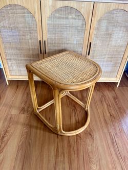 Bamboo & Woven Cane Accent Table
