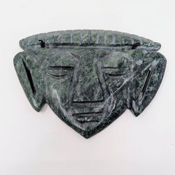 Vintage Carved Serpentine Mayan/Olmec Styled Mask