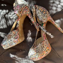Thalia Sodi Women's Chace T-Strap Platform Heels Shoes Black Size 8M 