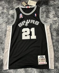 San Antonio Spurs Tim Duncan Black Throwback Jersey Size XL