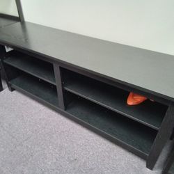 Black Wooden TV Stand With 4 Shelves 