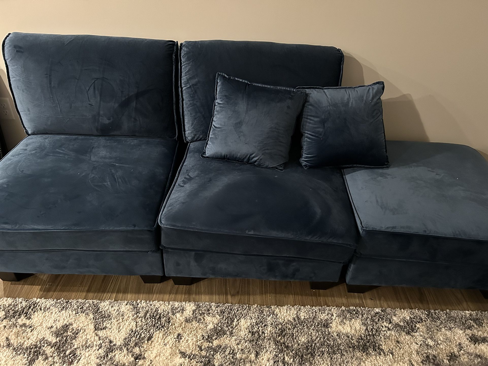 5pc Sectional Sofa Blue