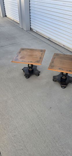 Pair of Pedestal Side Tables with Floral patterns