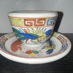 Vintage Tea Cup and Saucer, F.S. Louie, California, Phoenix and Dragon
