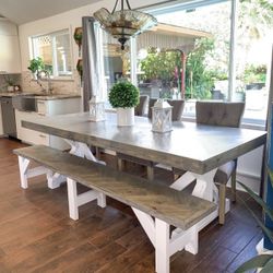 Custom Built Dining Table Solid wood Farmhouse Set Modern Rustic Bench Country Oval Round Counter Breakfast Height  Farm House 