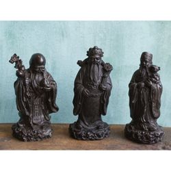 Feng Shui Wealth Luck Prosperity Wood Statues 