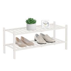 RONGJIA Tier Bamboo Shoe Rack for Closet Free Standing Wood Shoe Shelf Storage Organizer for Entryway Small Space Stackable, White 🆕👍Retails $29.99