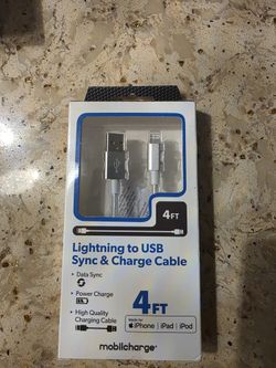 Mobilcharge Lightning to USB sync and charge cable, which is compatible with iPhones, iPads, and iPods. K