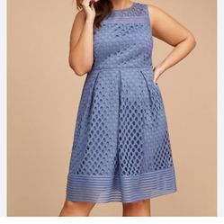 Lane Bryant Blue Sleeveless Fit and Flare Dress Size 14