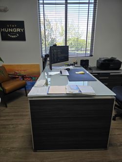 Executive Office Desk with Frosted Glass Top