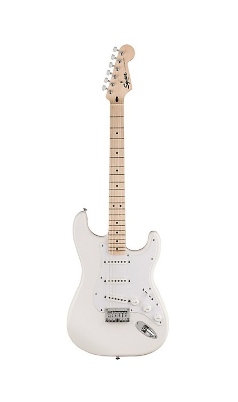 Squier Sonic Stratocaster HT Maple Fingerboard Electric Guitar Arctic White With Fender Champion 20 Amp
