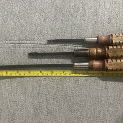 Vintage Wooden Handle 3”, 4” & 8" Flat Head Screwdrivers