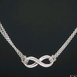 TIFFANY & Co Infinity Double 18” Chain Necklace Sterling Silver 925 - Vintage