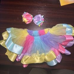 Girls Tutu And Bow Size 6-9 Months 
