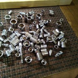 Various 1/4. 3/8 And 1/2 Inch and Millimeter Sockets. 