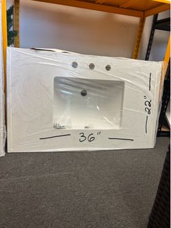 $150 !!! New 3 holes 36"×22" Engineered Stone Bathroom Vanity Sink with backsplash