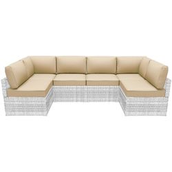Outdoor Cushions Set of 14 for 7 Pieces Sectional Rattan Conversation Sets,Outdoor Furniture Replacement Cushions for Patio Furniture,4-INCH Replaceme