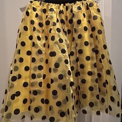 Yellow Black Polka Dot Tulle Skirt