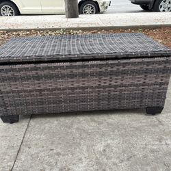 Rattaner Outdoor Table Patio Furniture All-Weather Patio Table Wicker Coffee Table with Storage , Dark Brown