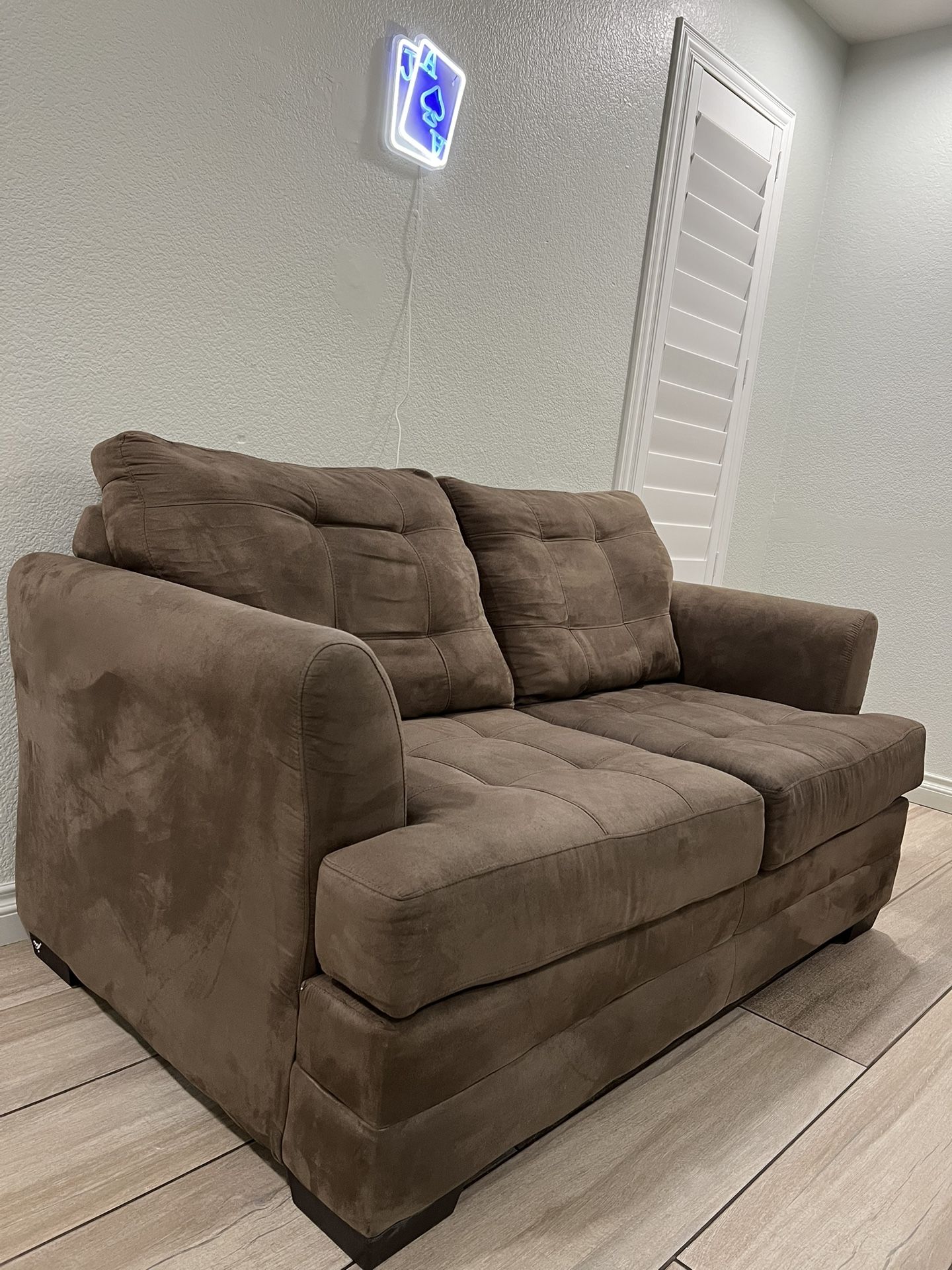 Modern Brown Microfiber Loveseat Free Delivery