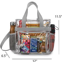 Clear Bag Stadium Tote Bag Large Grey or Biege