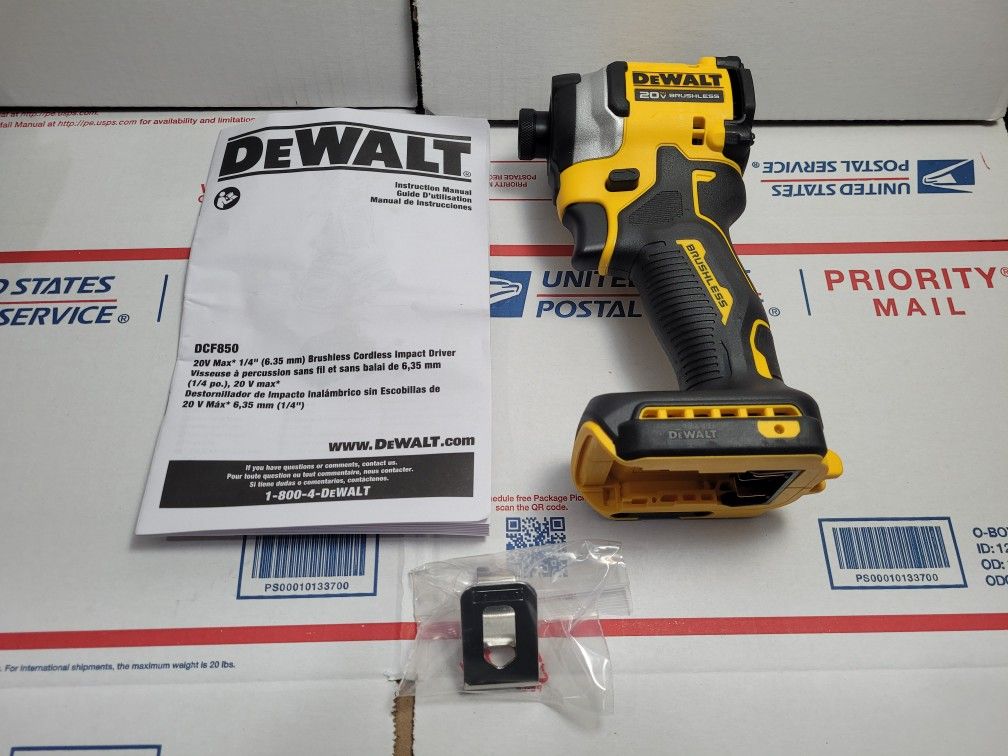 New Dewalt 20v XR 1/4" Impact Driver DCF850 Brushless Atomic