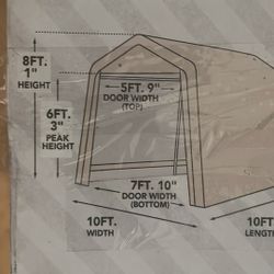 10x10 Shed Fabric Material Sides Top And Door Metal Poles