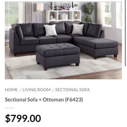 Gray Sectional Sofa With Ottoman 
