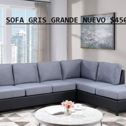 EZ FINANCE !! REVERSIBLE GREY SECTIONAL SOFA BRAND NEW!! ALSO IN BLACK COLOR