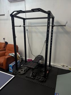 Complete Home Gym Setup – 300 LB Barbell/Weight Set + Rack & Bench