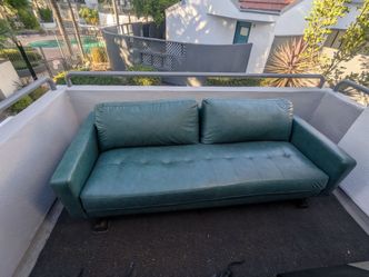 Green leather couch
