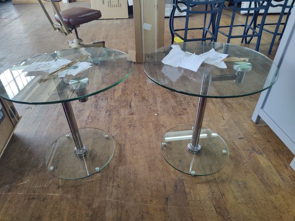 Upscale Glass Swivel End Tables