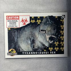 🔥❤️🦖 1993 Jurassic Park Topps Trading Card - Tyrannosaurus Rex Sticker and Puzzle Piece 🦖❤️🔥