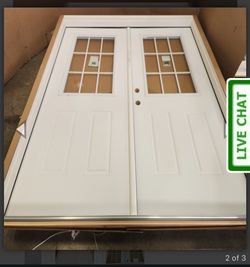White Double Entry Door with Glass Panels