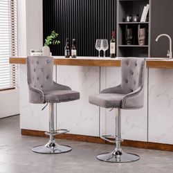 Velvet Counter Height Barstool (Set Of 2pc)