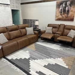 Brand New Real Leather Recliner Set