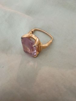 Gold-Tone Ring with Pink Stone