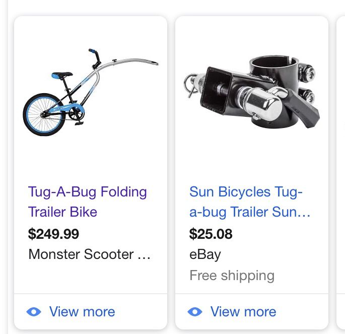 Tug a bug foldable trailer bike