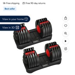 New Adjustable Dumbbells Pair 5-52.5 Lbs 