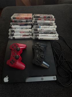 PS3 Slim + 16 Games + 2 Controllers – Tested & Working